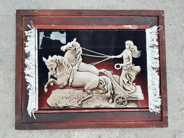 Olimpiyatlarda Yarışan Romalı Güzel Kadın Temalı Halı Tablo 95x75cm - İran Tebriz Halı Kilim Tablo (Model B) - 7