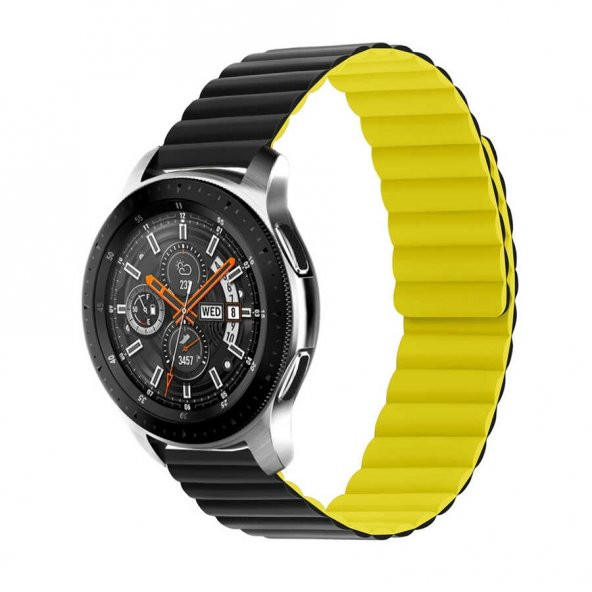 Huawei Watch GT 3 46mm Mıknatıslı Kordon Leather Design Bakla Tasarımlı Çift Renkli Kayış krd52