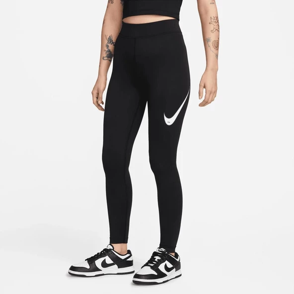 Nike Sportswear Swoosh Kadın Siyah Tayt DM6207 010 - 3