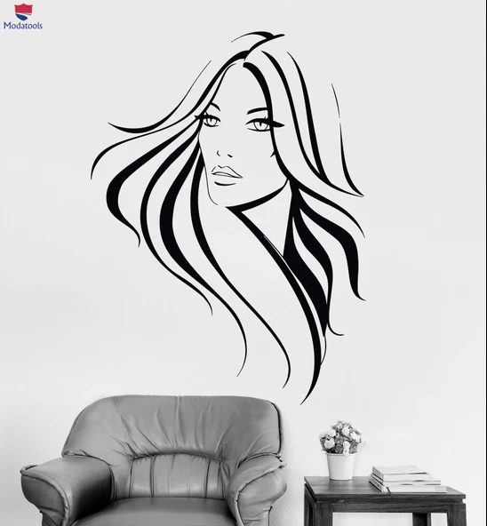 Dekorasyon Duvar Sticker Güzel Kadın Güzellik Salonu Saç Stilisti Saç Çıkartmalar Benzersiz Hediyelik