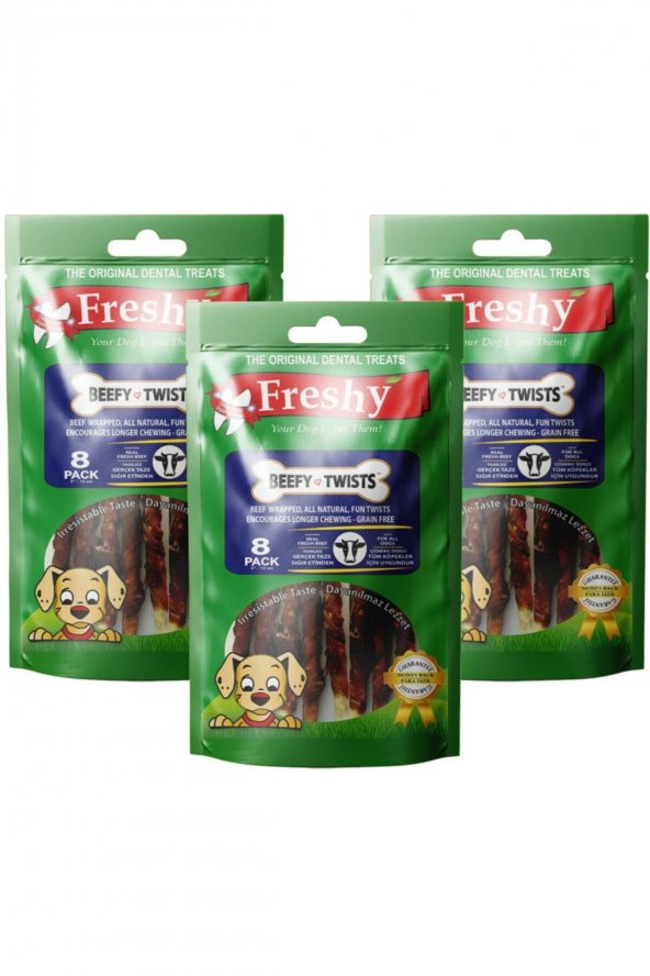 Beefy Twists - 3lü Set - 24 Adet Gerçek Dana Etli Burgu Çubuk ürün görseli 1