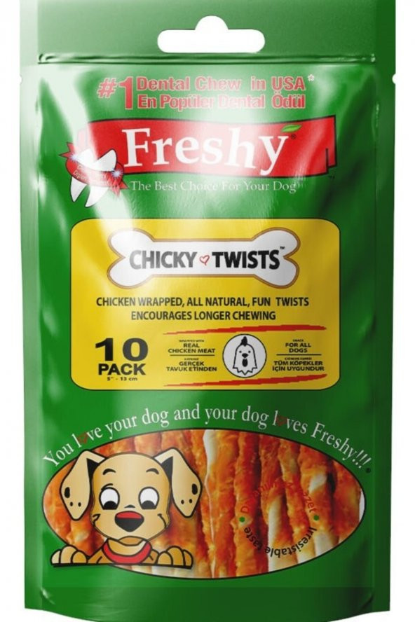 Chicky Twist - Taze Tavuk Eti Kaplı Köpek Çiğneme Çubukları - 10 Adet ürün görseli 1