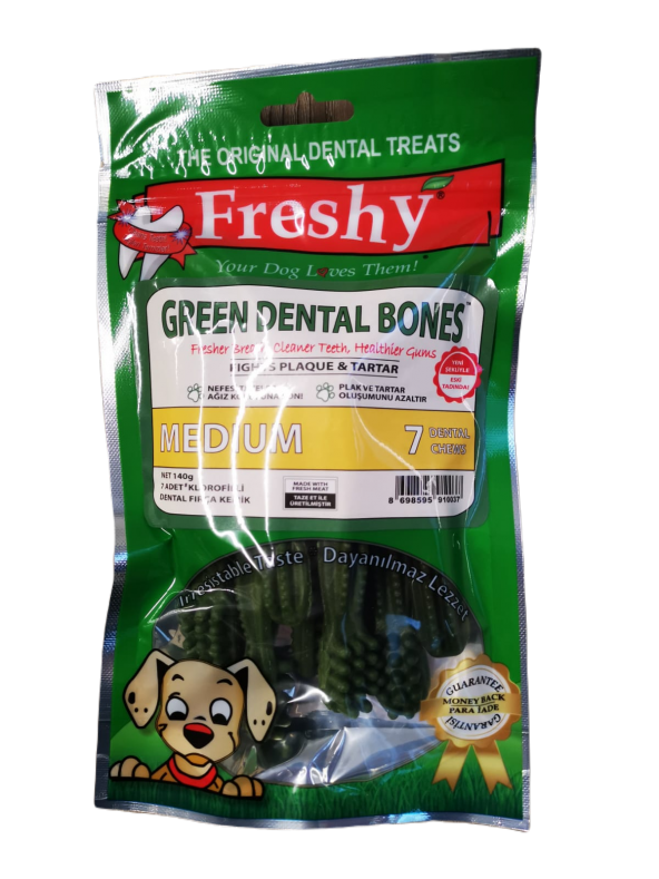 Freshy Green Dental Bones Medium Diş Fırçası Şeklinde 7li