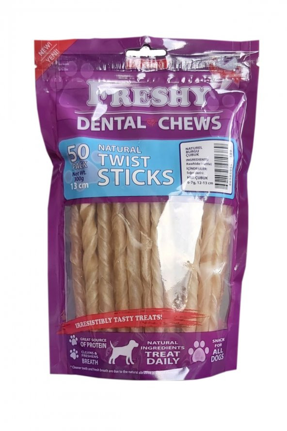 Dental Twists - Naturel Burgu Çubuk - 50li Maxi Paket 300 gr