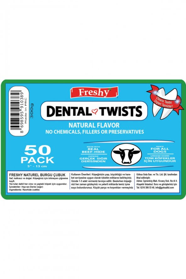 Dental Twists - Naturel Burgu Çubuk - 50li Maxi Paket 300 gr - 2