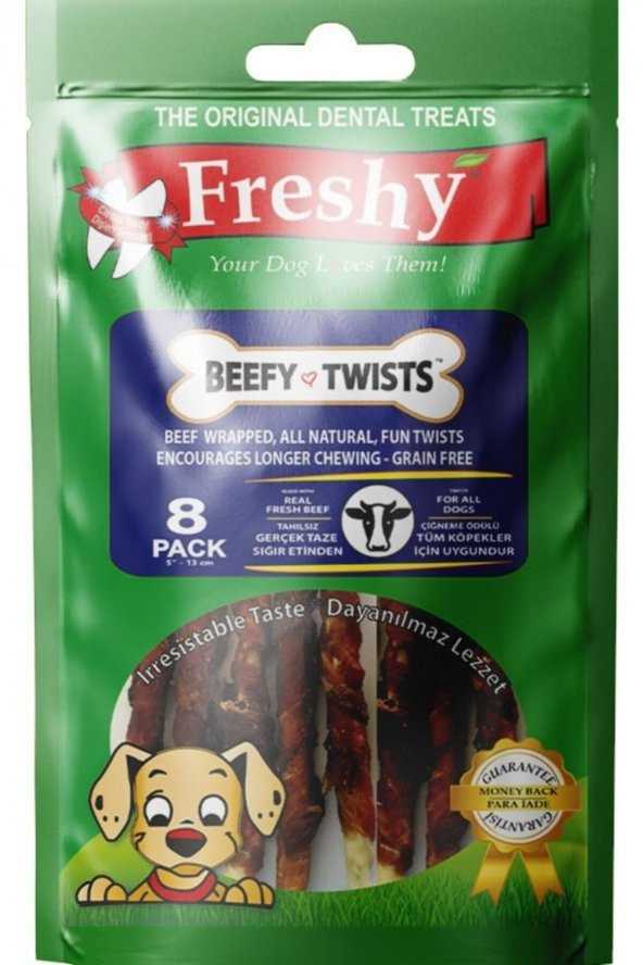 Beefy Twists Sığır Etli Burgu Çubuk Köpek Ödülü 75 gr 8 Adet