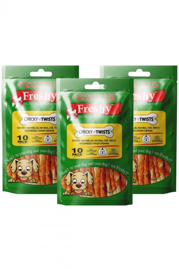 Chicky Twists Aylık Set - 30 Adet Tavuk Eti Kaplı Burgu Çiğneme Çubuğu