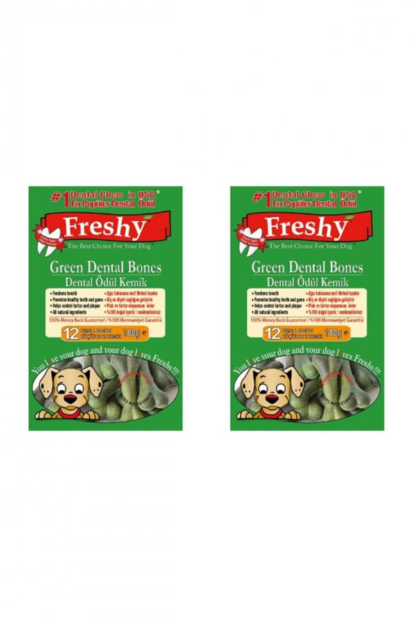 Green Dental Bones Ağız Ve Diş Sağlığı Için Ödül Küçük Boy 12li 180gr X2 Adet ürün görseli 1