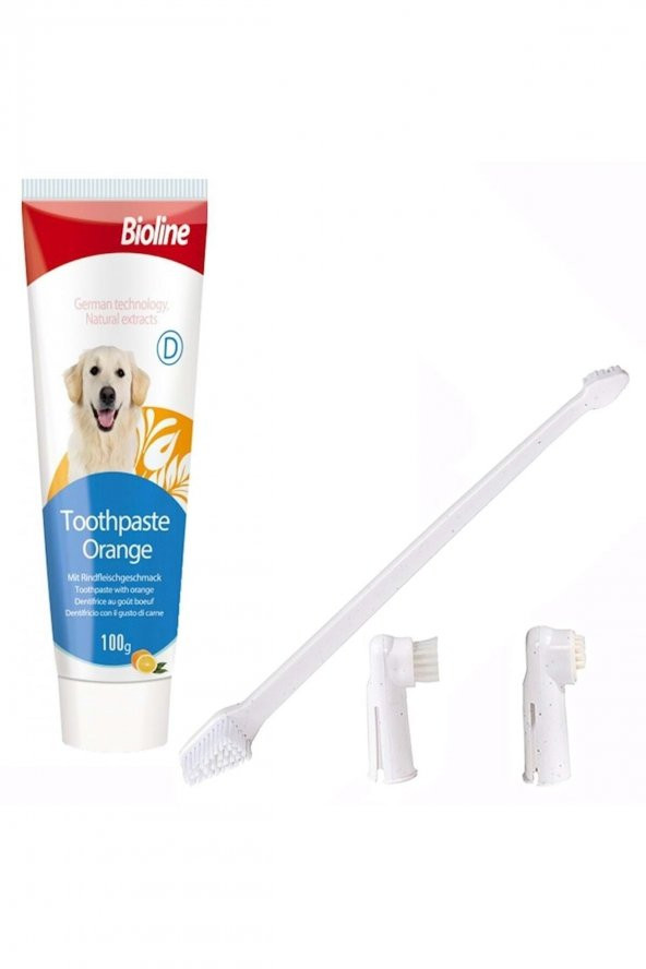 Köpek Diş Macunu Ve Diş Bakım Seti Portakal Aromalı 100 gr