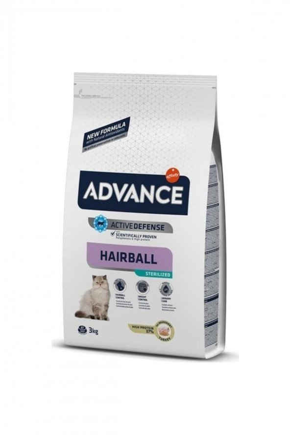 Hairball Sterilised Hindi Etli Kısırlaştırılmış Yetişkin Kedi Maması 3 Kg