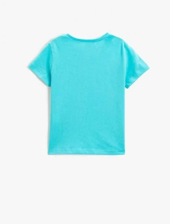 Koton Kız Çocuk Baskılı Kısa Kollu Tişört Bisiklet Yaka - 2