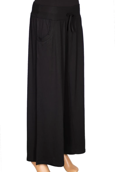 Barem Kadın Elisa Viskon Penye Cepli Spor Siyah Pantolon Etek - Resim 3