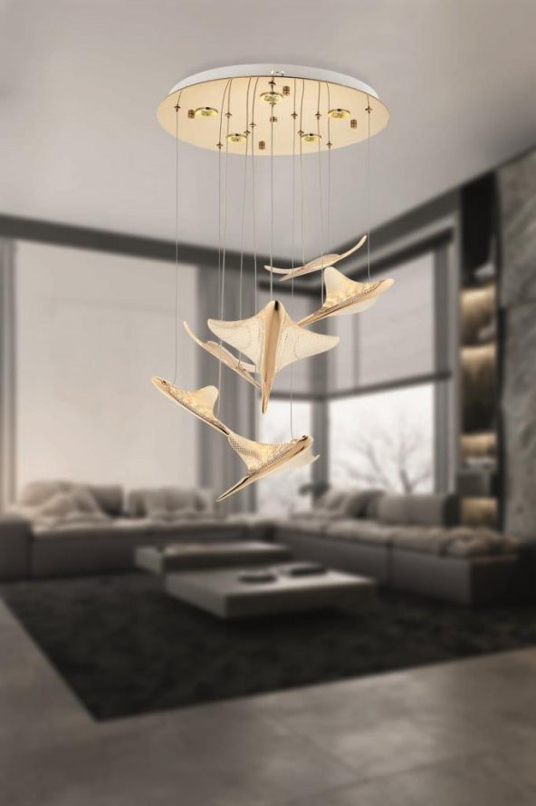 Eray Aydınlatma 1205-5+1 6 Li Sarı Led Avize - 2