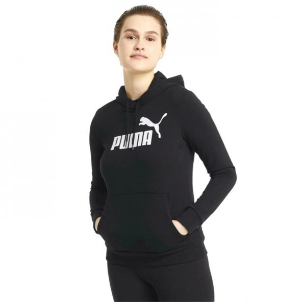 Puma Essential Logo Hoodie Tr Kadın Siyah Günlük Stil Sweatshirt 58679101