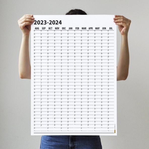 2023-2024 Akademik Duvar Takvimi, Yıllık Planlayıcı, Yıl Ortası Planlayıcısı, Boyut 35x50 cm