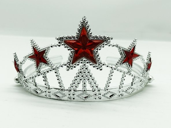 Yıldız Şekilli Elsa Prenses Kraliçe Tacı Kırmızı Renk Çocuk Boy 5x17 cm