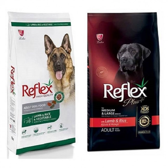 Reflex Kuzu Etli ve Sebzeli Yetişkin Köpek Maması + Reflex Plus Kuzu Etli Yetişkin Köpek Maması 2 x 3 KG
