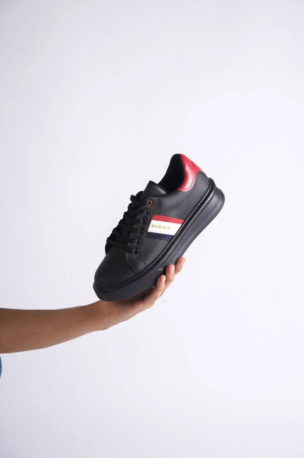 KB-036 Bağcıklı Kömür Kırmızı Günlük Erkek Ayakkabı - Resim 2