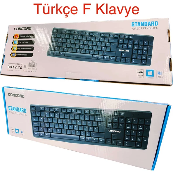 F Türkçe Standart Klavye Usb Concord C-72