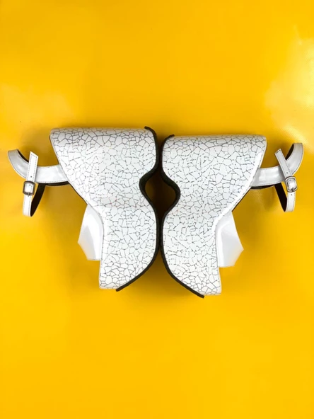 Basskan Foor Beyaz Yüksek Taban Platform Sabdalet - Resim 2