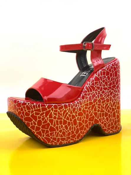 Basskan Foor Kırmızı Yüksek Taban Platform Sabdalet - 3