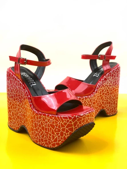 Basskan Foor Kırmızı Yüksek Taban Platform Sabdalet - 2