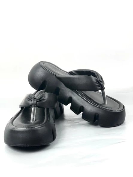 Basskan Siyah Pund Yüksek Konfor Ortopedik Taban Parmak Arası Terlik - Resim 3