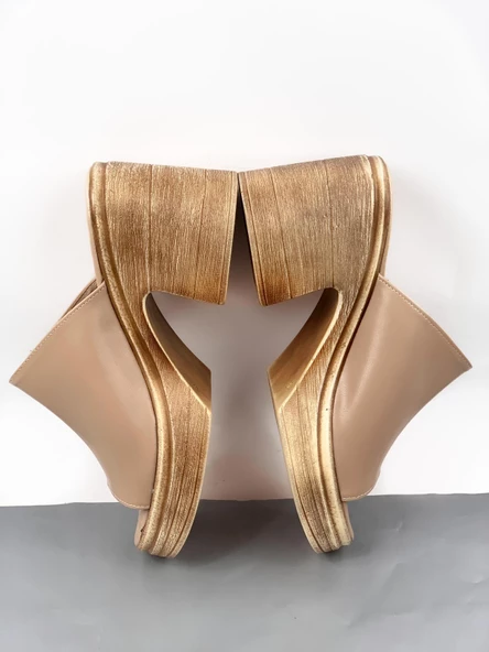 Basskan Nut Denve Cilt Hazır Yüksek Topuk Platform Ortopedik Konfor Taban Topuklu Terlik Ayakkabı - Resim 2