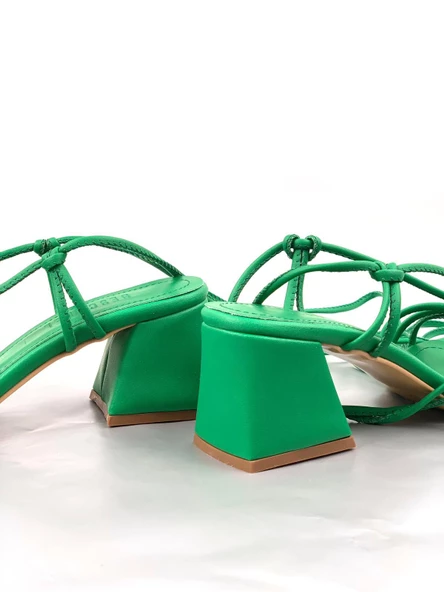 Basskan Yeşil Moys İpli Alçak Topuk Sandalet - Resim 3
