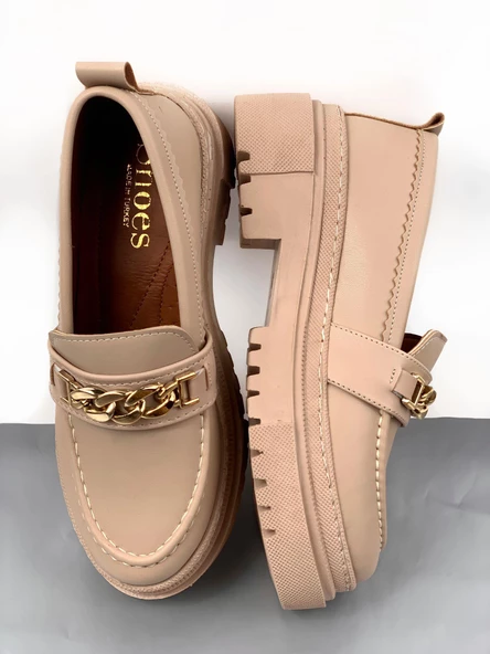 Basskan Nut Moxy Cilt Poli Ortopedik Konfor Taban Zincirli Oxford Makosen Yüksek Taban Ayakkabı - Resim 3