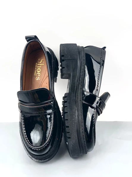 Basskan Siyah Roxy Rugan Poli Ortopedik Konfor Taban Oxford Makosen Yüksek Taban Ayakkabı - Resim 3