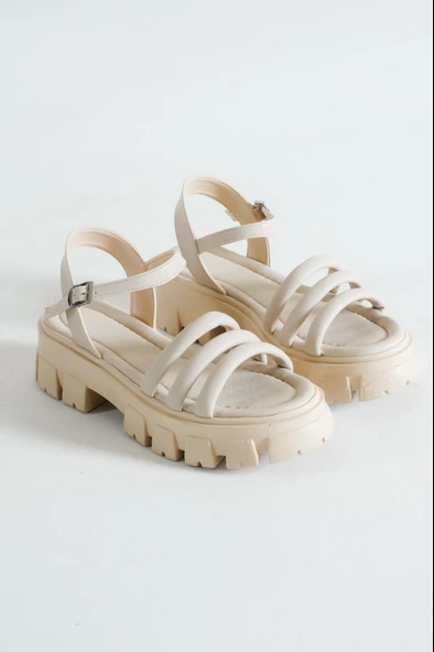 BASSKAN BAYAN BEJ YÜKSEK TABAN NİLEKTEN BAĞLAMA BİYELİ TERLİKSANDALET PRD04 ürün görseli