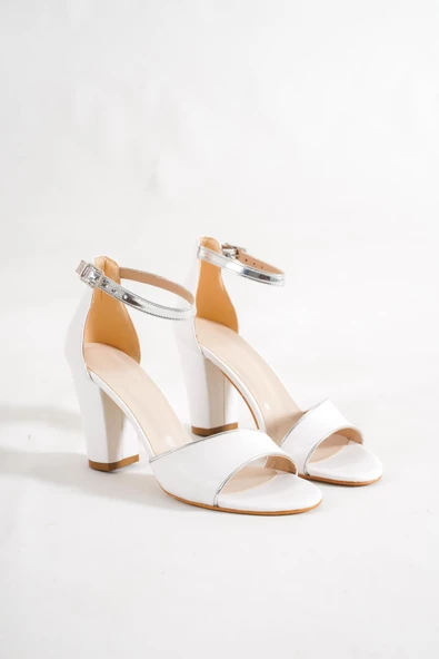 BASSKAN KADIN EMM BEYAZ TOPUKLU BİLEKTEN BAĞLAMA AYAKKABI ürün görseli 1