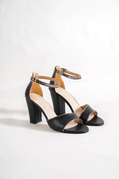 BASSKAN KADIN EMM SİYAH TOPUKLU BİLEKTEN BAĞLAMA AYAKKABI ürün görseli 1