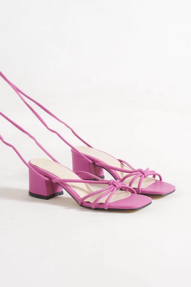 KADIN DOYYS FUŞYA BİLEKTEN BAĞLAMALI İPLİ TERLİKSANDALET ürün görseli 1