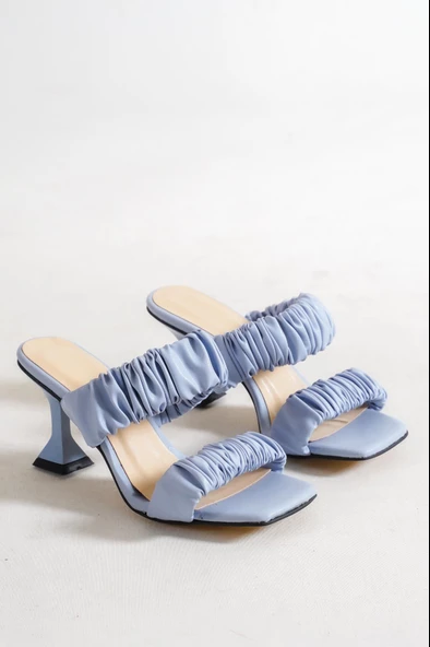 BASSKAN KADIN BEBEMAVİ BÜZGÜ ÇİFT BANT İNCE TOPUKLU TERLİK ürün görseli 1