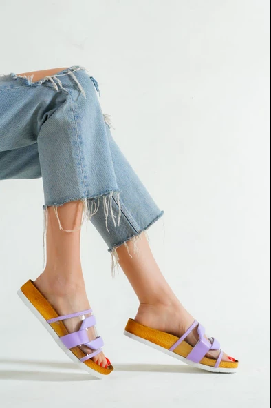 BASSKAN BAYAN LİLA TOKALI TEK BANT TERLİKSANDALET 005 - Resim 2