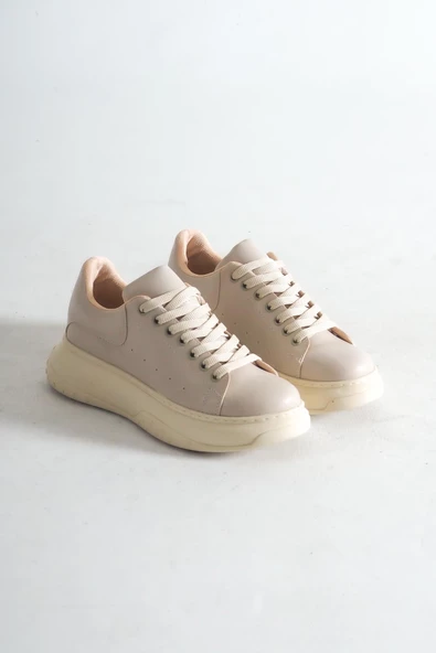 BAYAN BEJ BAĞCIKLI ALÇAK DOLGU TABAN SNEAKER GÜNLÜK SPOR AYAKKABI KECSP127