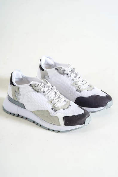 BASSKAN BAYAN GRİ FÜME FİLE DETAYLI BAĞCIKLI SNEAKER GÜNLÜK SPOR AYAKKABI KECSP130