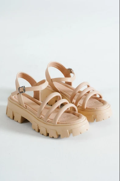 BASSKAN BAYAN NUT YÜKSEK TABAN NİLEKTEN BAĞLAMA BİYELİ TERLİKSANDALET PRD04 ürün görseli