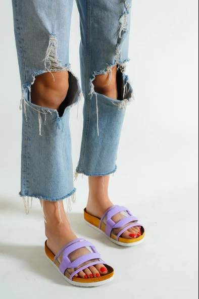 BASSKAN BAYAN LİLA TOKALI TEK BANT TERLİKSANDALET 005 - Resim 3