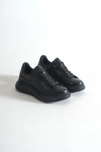KADIN SİYAH BAĞCIKLI ALÇAK DOLGU TABAN SNEAKER GÜNLÜK SPOR AYAKKABI KECSP127