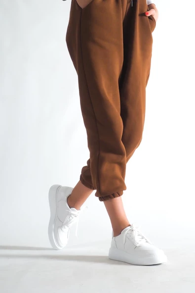 BAYAN BEYAZ BAĞCIKLI SNEAKER GÜNLÜK SPOR AYAKKABI FDN-01 - 3