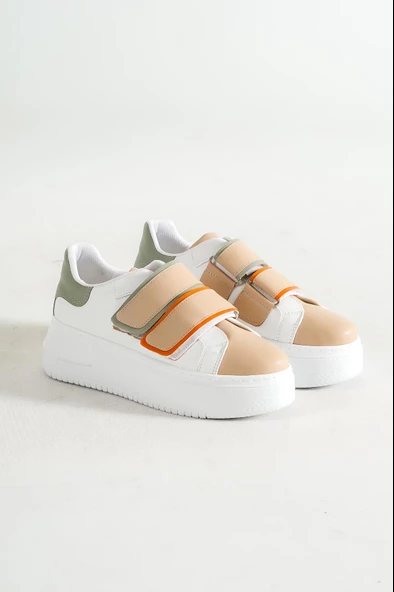 KADIN BEYAZ VİZYON YEŞİL ÇİFT CIRT CIRT DETAYLI SNEAKER GÜNLÜK SPOR AYAKKABI KECSP121