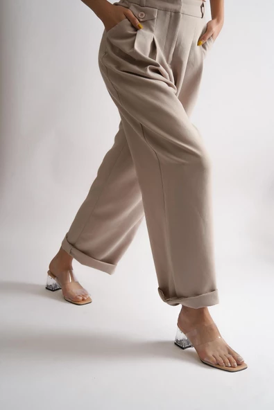 BAYAN NUT ALÇAK KALIN ŞEFFAF TOPUK ŞEFFAF ÇİFT BANT TERLİK - Resim 3