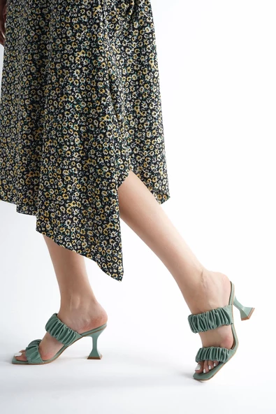 BAYAN MİNT BÜZGÜ ÇİFT BANT İNCE TOPUKLU TERLİK - 3