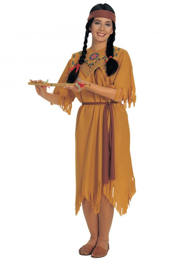 Kızılderili Prensesi Kostümü - Pocahantas Kostümü - Hintli Bayan Kostümü Yetişkin Boy (579)