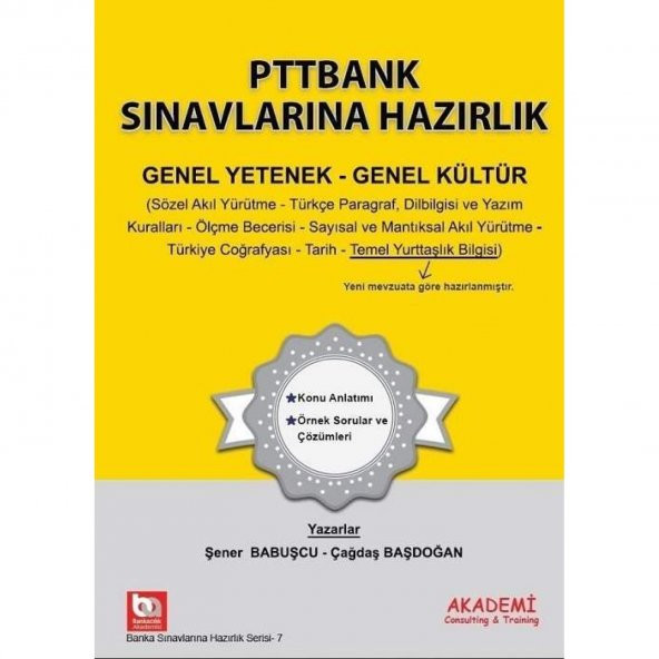 Akademi Ptt Bank Sınavları Genel Yetenek Genel Kültür Akademi Consulting Yayınları