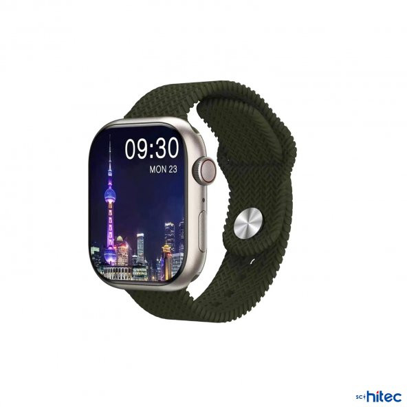ScHitec 42-49mm Yeni Nesil Apple Uyumlu Akıllı Saat Kordonu Silikon Yeşil - 2