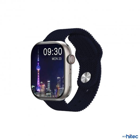ScHitec 42-49mm Yeni Nesil Apple Uyumlu Akıllı Saat Kordonu Silikon Lacivert - 2